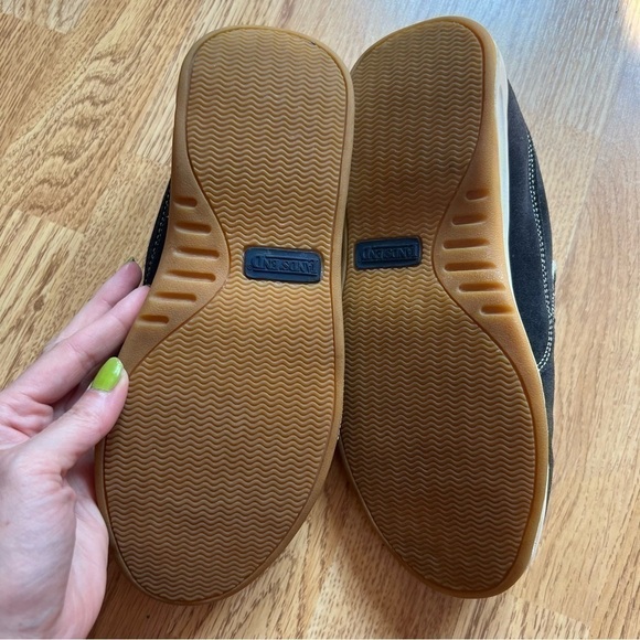 Lands' End  All Weather Black Cream and Tan Suede Slip on Moc Sneakers - Picture 6 of 9